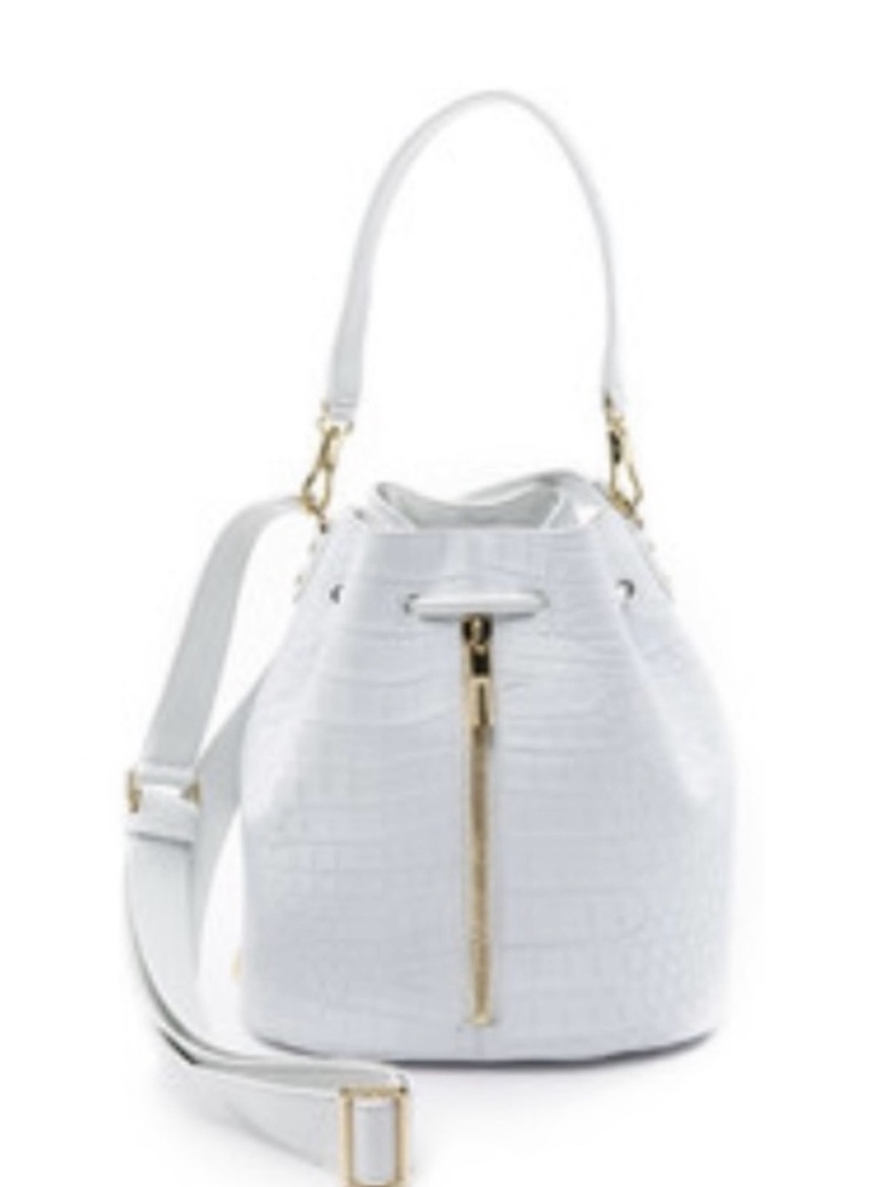 🤍💛 ELIZABETH & JAMES CYNNIE  WHITE LEATHER CROCO EMBOSSED  BUCKET BAG!